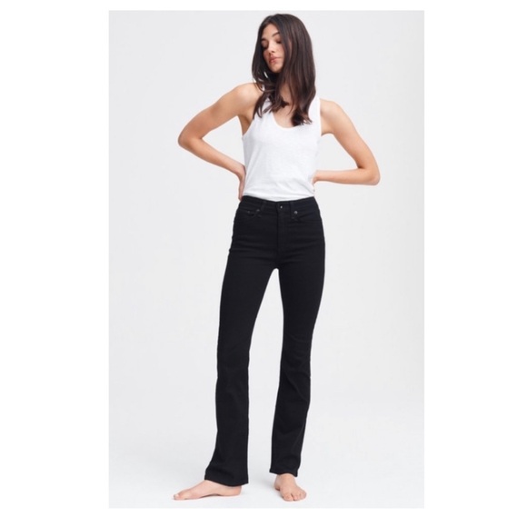 Rag & Bone Nina High Rise Boot Jeans in Black.